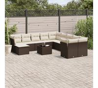 vidaXL Set Divani da Giardino 12 pz con Cuscini Marrone in Polyrattan