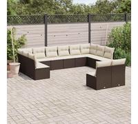 vidaXL Set Divani da Giardino 12 pz con Cuscini Marrone in Polyrattan