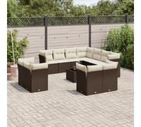 DIVANI DA GIARDINO VIDAXL 12 pz con Cuscini Marrone in Polyrattan - 3250362