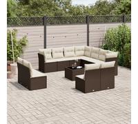DIVANI DA GIARDINO VIDAXL 12 pz con Cuscini Marrone in Polyrattan - 3217833