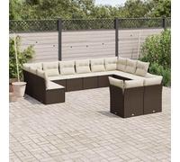 vidaXL Set Divani da Giardino 12 pz con Cuscini Marrone in Polyrattan