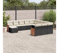vidaXL Set Divani da Giardino 12 pz con Cuscini Nero in Polyrattan