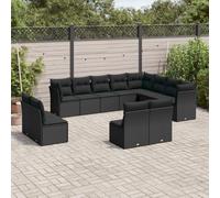 vidaXL Set Divani da Giardino 12 pz con Cuscini Nero in Polyrattan
