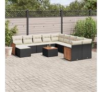 vidaXL Set Divani da Giardino 12 pz con Cuscini Nero in Polyrattan