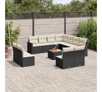DIVANI DA GIARDINO VIDAXL 12 pz con Cuscini Nero in Polyrattan - 3226091