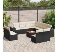vidaXL Set Divani da Giardino 12 pz con Cuscini Nero in Polyrattan