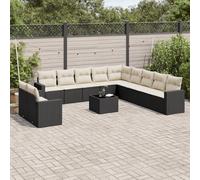 vidaXL Set Divani da Giardino 12 pz con Cuscini Nero in Polyrattan