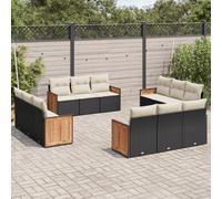 vidaXL Set Divani da Giardino 12 pz con Cuscini Nero in Polyrattan