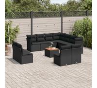 vidaXL Set Divani da Giardino 12 pz con Cuscini Nero in Polyrattan