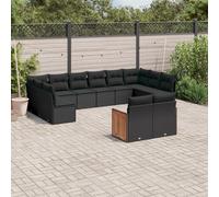 vidaXL Set Divani da Giardino 12 pz con Cuscini Nero in Polyrattan