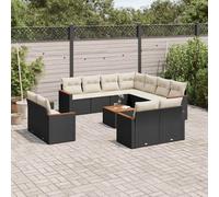 vidaXL Set Divani da Giardino 12 pz con Cuscini Nero in Polyrattan