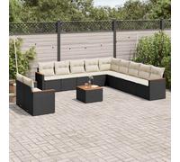 vidaXL Set Divani da Giardino 12 pz con Cuscini Nero in Polyrattan