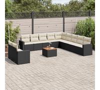 vidaXL Set Divani da Giardino 12 pz con Cuscini Nero in Polyrattan