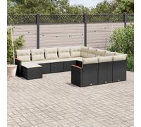 vidaXL Set Divani da Giardino 12 pz con Cuscini Nero in Polyrattan