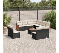 vidaXL Set Divani da Giardino 12 pz con Cuscini Nero in Polyrattan