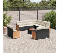 vidaXL Set Divani da Giardino 12 pz con Cuscini Nero in Polyrattan