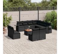 vidaXL Set Divani da Giardino 12 pz con Cuscini Nero in Polyrattan