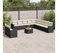 vidaXL Set Divani da Giardino 12 pz con Cuscini Nero in Polyrattan