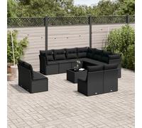 vidaXL Set Divani da Giardino 12 pz con Cuscini Nero in Polyrattan