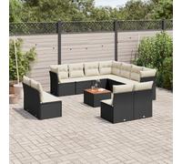 vidaXL Set Divani da Giardino 12 pz con Cuscini Nero in Polyrattan