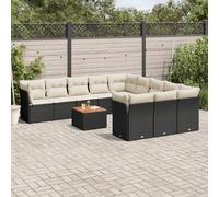 vidaXL Set Divani da Giardino 12 pz con Cuscini Nero in Polyrattan