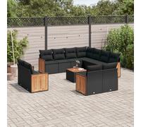 vidaXL Set Divani da Giardino 12 pz con Cuscini Nero in Polyrattan