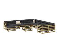 vidaXL Set Divani da Giardino 12 pz in Legno Impregnato di Pino