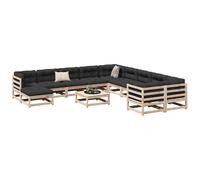 vidaXL Set Divani da Giardino 12 pz in Legno Massello di Pino