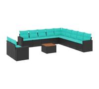 vidaXL Set Divani da Giardino 12pz con Cuscini Nero in Polyrattan