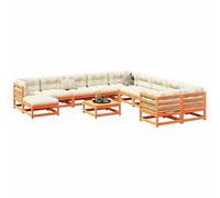 vidaXL Set Divani da Giardino 12pz Marrone Cera Legno Massello di Pino