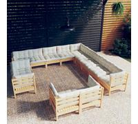 vidaXL Set Divani da Giardino 13 pz con Cuscini Crema Massello di Pino