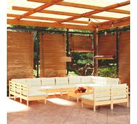 vidaXL Set Divani da Giardino 13 pz con Cuscini Crema Massello di Pino
