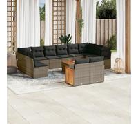 vidaXL Set Divani da Giardino 13 pz con Cuscini Grigio in Polyrattan
