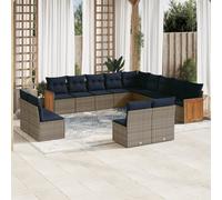 vidaXL Set Divani da Giardino 13 pz con Cuscini Grigio in Polyrattan
