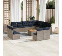 vidaXL Set Divani da Giardino 13 pz con Cuscini Grigio in Polyrattan