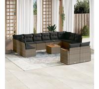 vidaXL Set Divani da Giardino 13 pz con Cuscini Grigio in Polyrattan