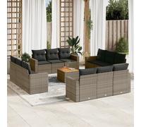 vidaXL Set Divani da Giardino 13 pz con Cuscini Grigio in Polyrattan
