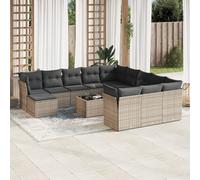 vidaXL Set Divani da Giardino 13 pz con Cuscini Grigio in Polyrattan