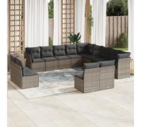 vidaXL Set Divani da Giardino 13 pz con Cuscini Grigio in Polyrattan
