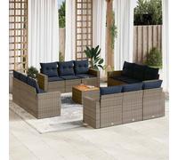 vidaXL Set Divani da Giardino 13 pz con Cuscini Grigio in Polyrattan