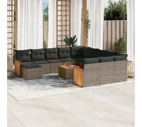 vidaXL Set Divani da Giardino 13 pz con Cuscini Grigio in Polyrattan