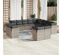 vidaXL Set Divani da Giardino 13 pz con Cuscini Grigio in Polyrattan