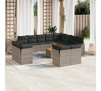 vidaXL Set Divani da Giardino 13 pz con Cuscini Grigio in Polyrattan