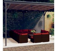 vidaXL Set Divani da Giardino 13 pz con Cuscini in Polyrattan Marrone