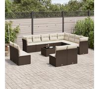 vidaXL Set Divani da Giardino 13 pz con Cuscini Marrone in Polyrattan