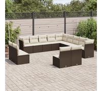 vidaXL Set Divani da Giardino 13 pz con Cuscini Marrone in Polyrattan