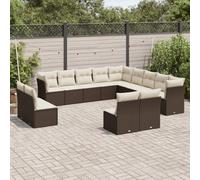 vidaXL Set Divani da Giardino 13 pz con Cuscini Marrone in Polyrattan