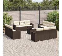 vidaXL Set Divani da Giardino 13 pz con Cuscini Marrone in Polyrattan