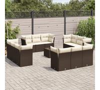 vidaXL Set Divani da Giardino 13 pz con Cuscini Marrone in Polyrattan