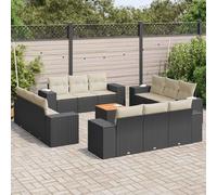 vidaXL Set Divani da Giardino 13pz con Cuscini Nero in Polyrattan